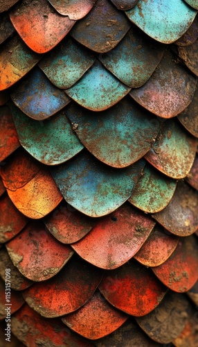 Wallpaper Mural Close-up of colorful, textured scales resembling a dragon or fish. Torontodigital.ca