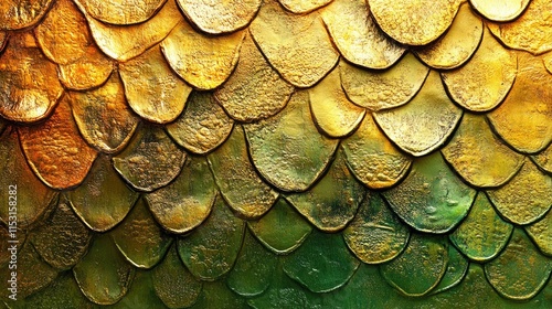 Wallpaper Mural Textured scales in vibrant gold and green hues, resembling fish or reptilian skin. Torontodigital.ca