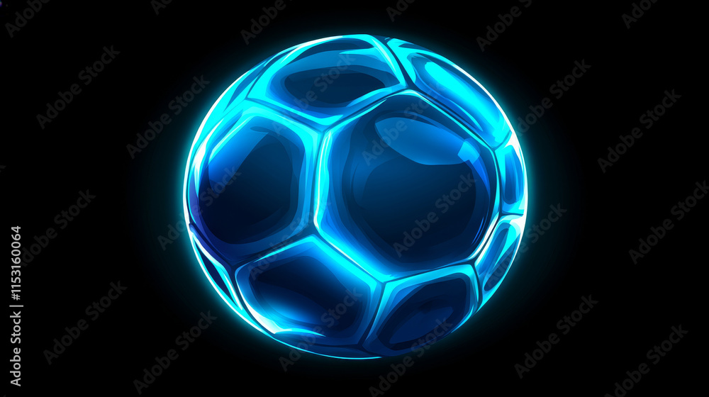 Fototapeta premium Football of blue glowing dots. Football vector illustration