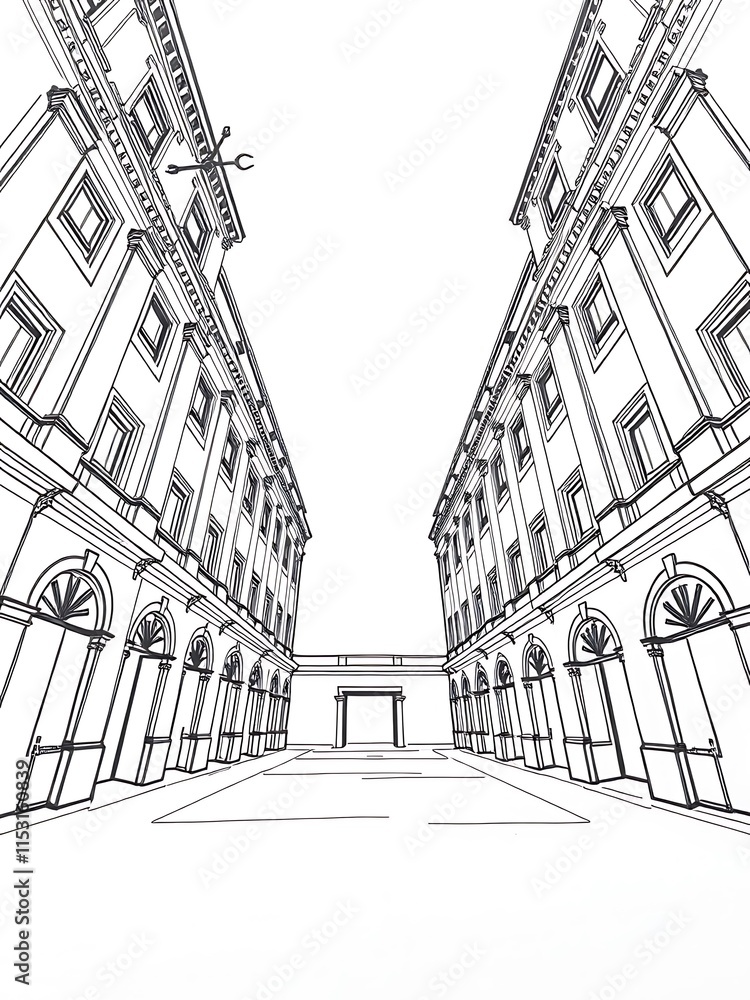 Obraz premium Elegant Cityscape Wireframe Illustration: Classic Architectural Design. AI Generated