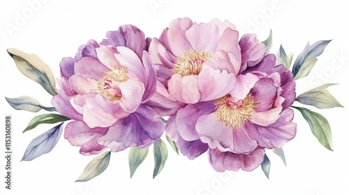 Delicate Watercolor Peonies Bouquet - Vibrant Floral Design