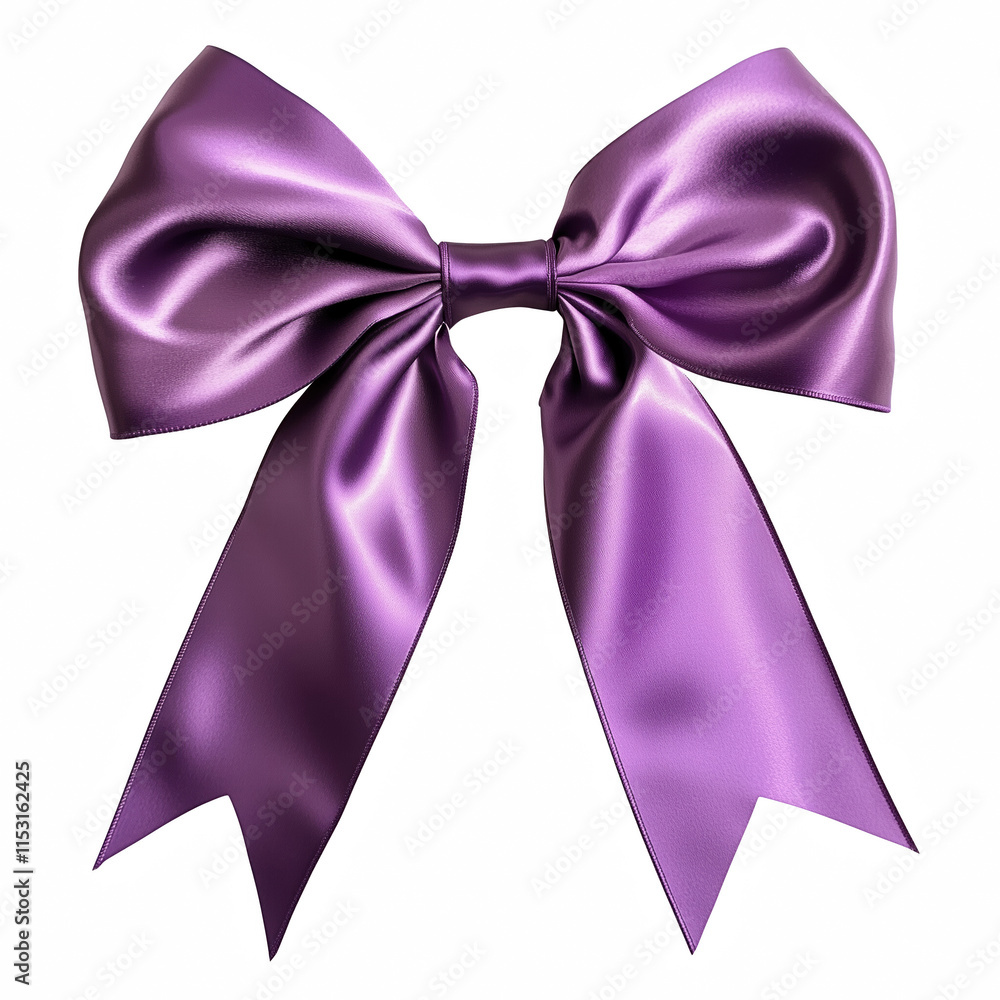 Purple Gift Ribbon with Bow isolated on transparent background Generative Ai. Purple Gift Ribbon with Bow isolated on transparent background Generative Ai.