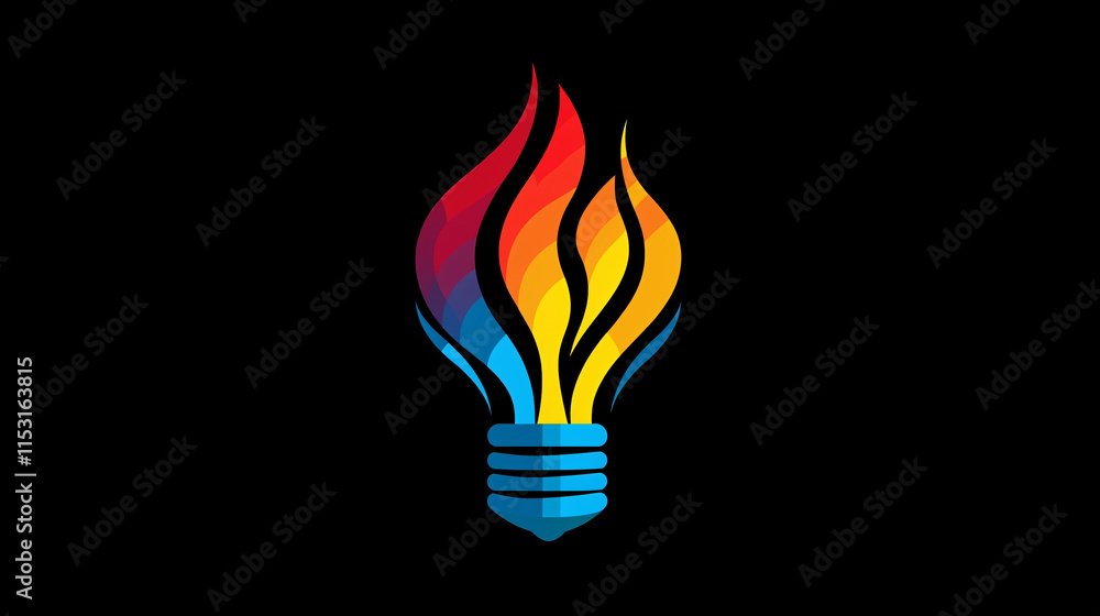  Creative light bulb explodes with colorful paint and splashes on a black background. Think differently creative idea concept 