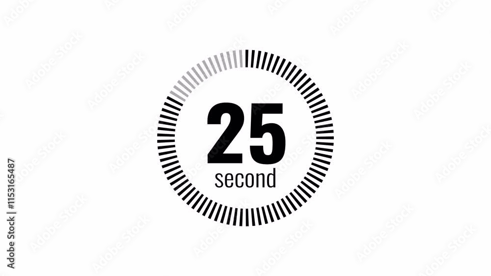 30 second countdown timer animation from 30 seconds to 0 seconds with alpha channel , 30 second countdown timer on a transparent background.