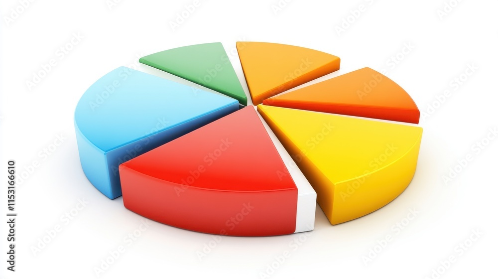 Obraz premium Colorful pie chart segments representing data analysis and visualization.