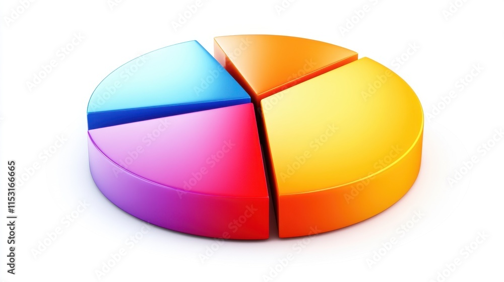 Fototapeta premium Colorful pie chart representing data distribution in a modern design.