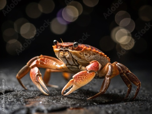 Isolated Crab on Black Background - Stock Photo photo