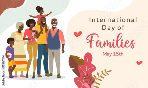 Happy international day of families cute big black family.