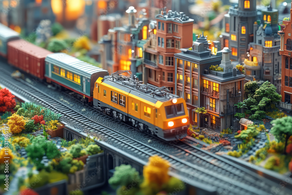Naklejka premium Isometric busy train yard with cargo trains and tracks,