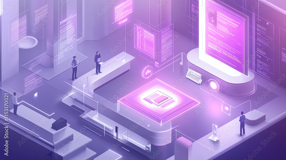 A government tax office with a futuristic system visualizing the tax submission process, holographic flowcharts and organized workflows glowing brightly A government tax office with a futuristic system visualizing the tax submission process, holographic flowcharts and organized workflows glowing brightly