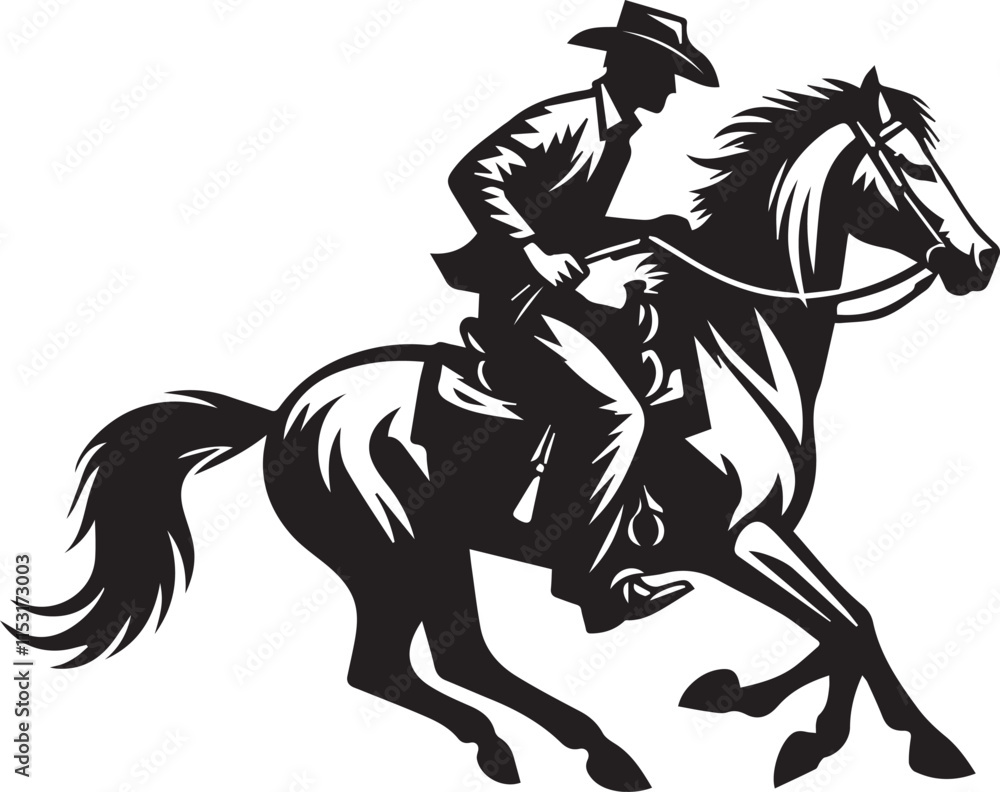 Fototapeta premium Horse riding, A man ride horse cute beautiful horse black vector