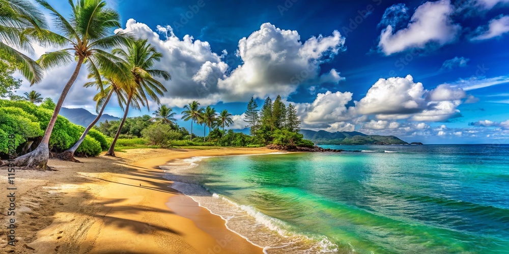 Kauai's Kalapaki Beach: Serene Pacific Ocean Views & Copy Space