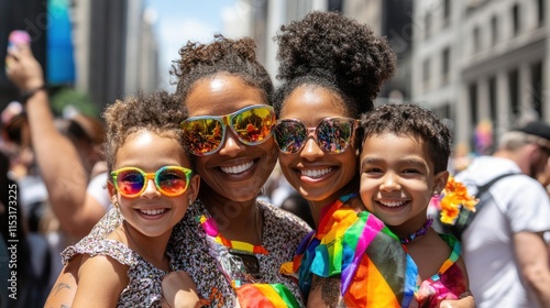 Pride Parade Family Portrait: Joy and Love in the Rainbow