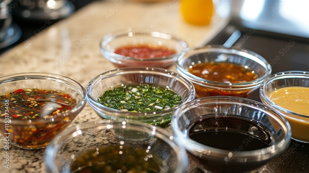 Diverse Collection of Asian Sauces and Dips Diverse Collection of Asian Sauces and Dips