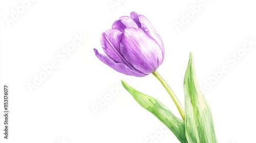 Delicate Purple Tulip Watercolor Painting