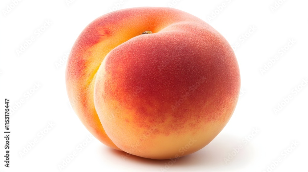 A single ripe peach isolated on white background A single ripe peach isolated on white background