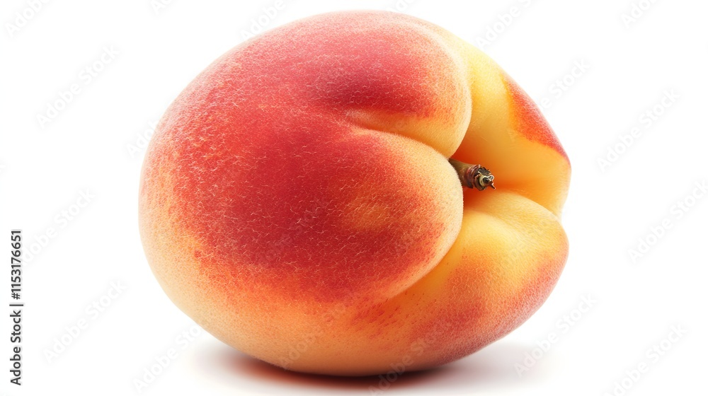 A Single Ripe Peach Isolated On White Background A Single Ripe Peach Isolated On White Background