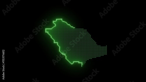 Saudi National Flag neon light animation 4k transparent