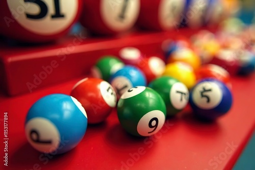 red raffle game with different colored balls for bingo and lottery games