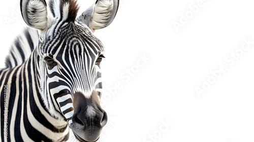 Close up of a zebras head and stripes photo