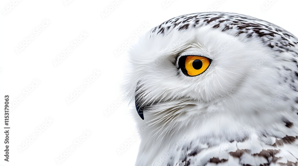 Obraz premium Snowy Owl Profile Vivid Yellow Eye Close Up