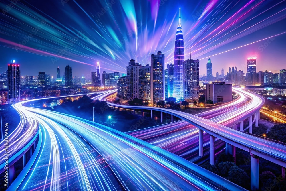 Long Exposure Light Trails of Data Flowing Through the Digital World