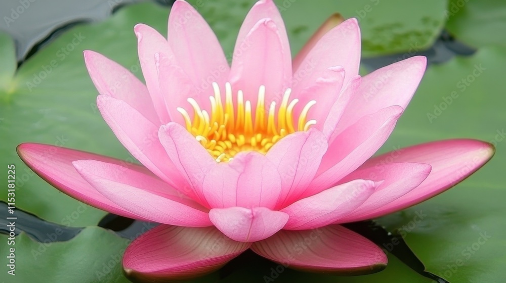 Beautiful Pink Lotus Flower Blooming on Calm Water Surface Beautiful Pink Lotus Flower Blooming on Calm Water Surface