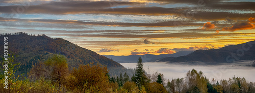 Wallpaper Mural The landscape of Carpathian Mountains in the sunny weather. Perfect weather condition in the autumn season Torontodigital.ca