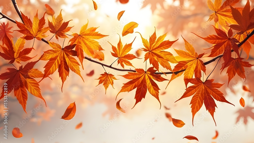 Maple leaves autumn season background with copy space for text or image. generated by AI Maple leaves autumn season background with copy space for text or image. generated by AI
