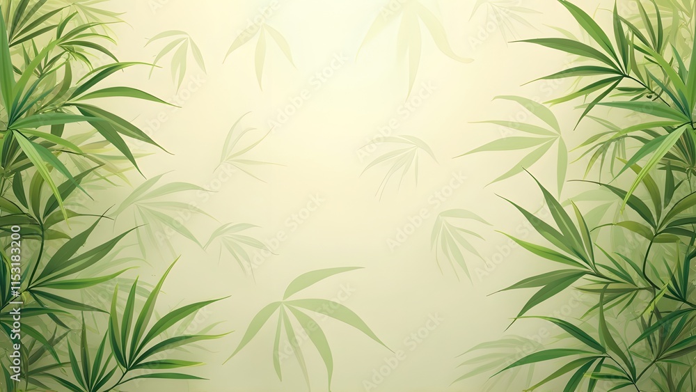 Bamboo leaves background. Vector illustration. Green leaves of marijuana plant. generated by AI Bamboo leaves background. Vector illustration. Green leaves of marijuana plant. generated by AI