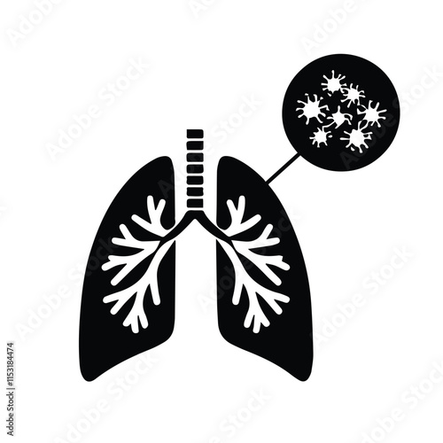 Human lung vector silhouette