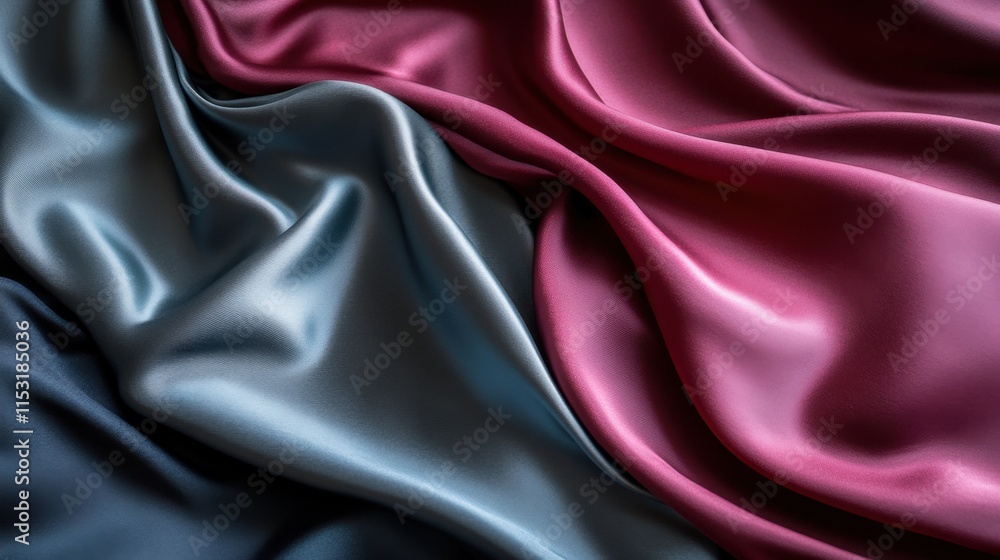Fototapeta premium Luxurious Silk Fabric Draped in Rich Dark and Light Tones