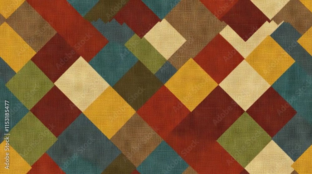 Seamless Linen Knit Textile Background with Colorful Geometric Patterns And Shapes Seamless Linen Knit Textile Background with Colorful Geometric Patterns And Shapes