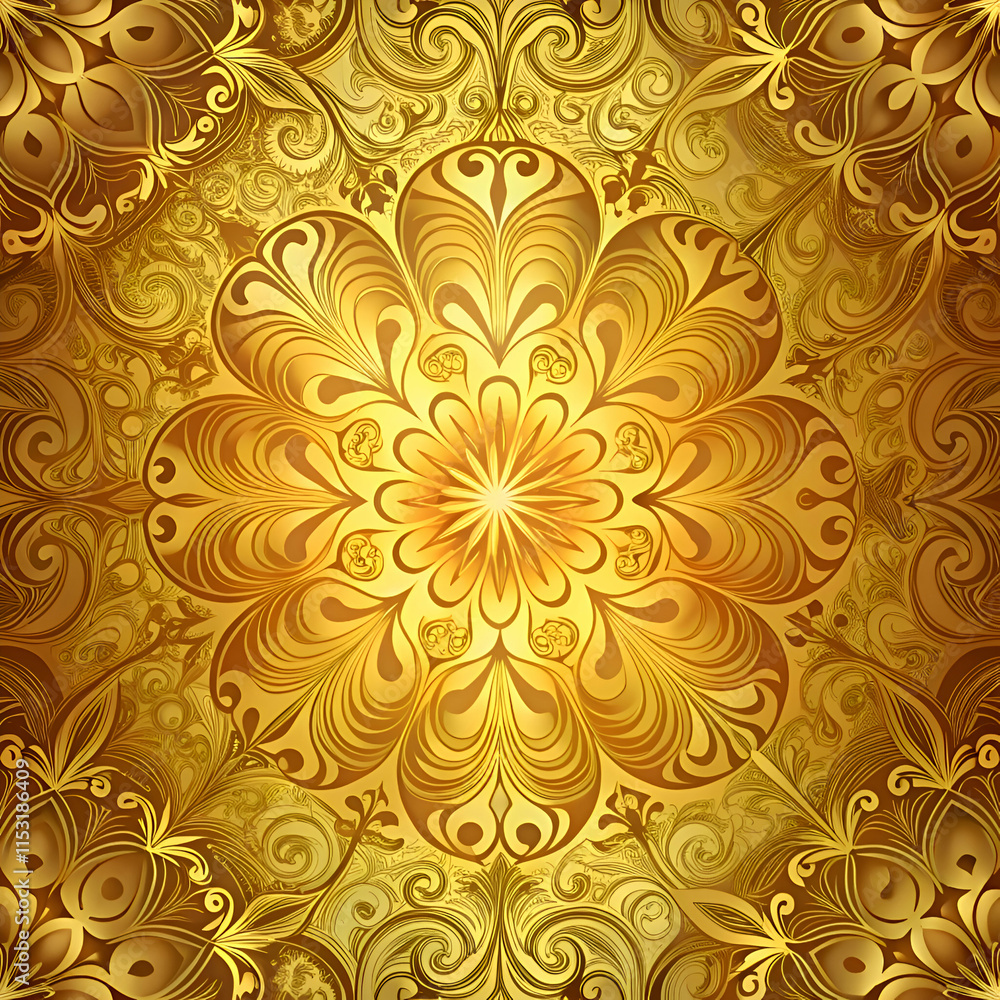 Golden Floral Pattern. Seamless Ornamental Design for Luxury Background Golden Floral Pattern. Seamless Ornamental Design for Luxury Background