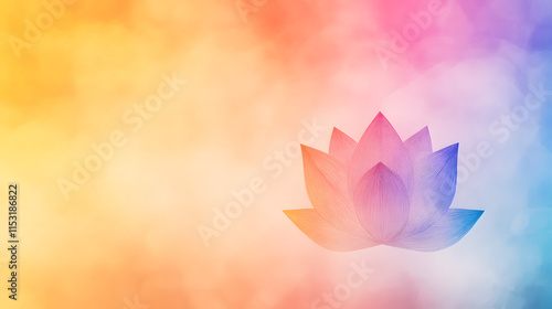 A vibrant and symbolic Buddhist lotus flower, representing spiritual purity, enlightenment, and growth, with bright colors and intricate details, evoking a sense of peace and serenity, commonly associ photo