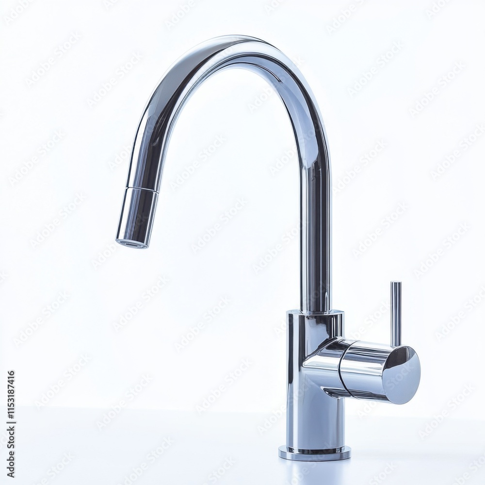 Modern chrome kitchen faucet with sleek design and curved spout for contemporary homes Modern chrome kitchen faucet with sleek design and curved spout for contemporary homes