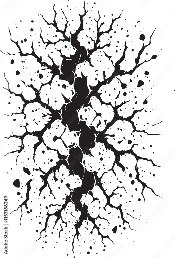 Fototapeta premium Cracks shape element silhouette vector illustration isolated on a white background