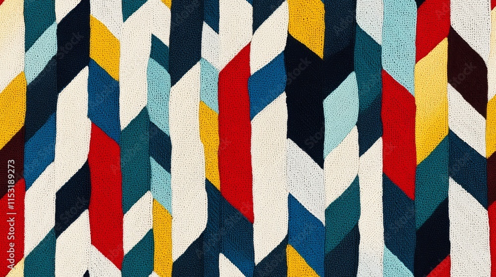 Fototapeta premium Seamless Linen Knit Textile Background with Colorful Geometric Patterns And Shapes