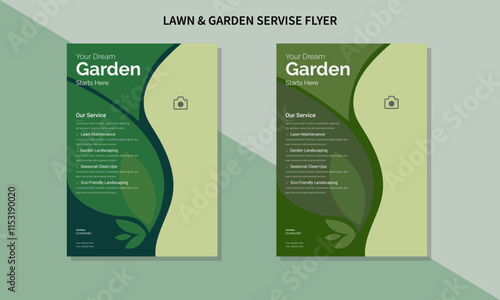 Lawn Mower Garden or Landscaping Service Flyer Template. Business Flyer poster, lawn service and gardening flyer design template
, A4 size leaflet, grass, equipment, gardener.