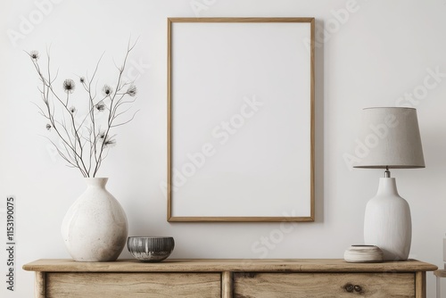 Elegant Blank Picture Frame Mockup on White Background for Art Display