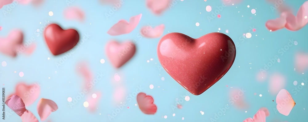 romantic pink hearts & petals background - pastel colors romantic pink hearts & petals background - pastel colors