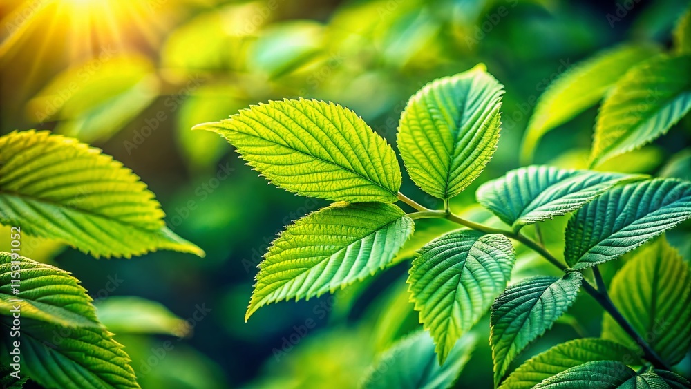 Lush Green Leaves, Shallow Depth of Field, Blurred Background - Nature Stock Photo Lush Green Leaves, Shallow Depth of Field, Blurred Background - Nature Stock Photo