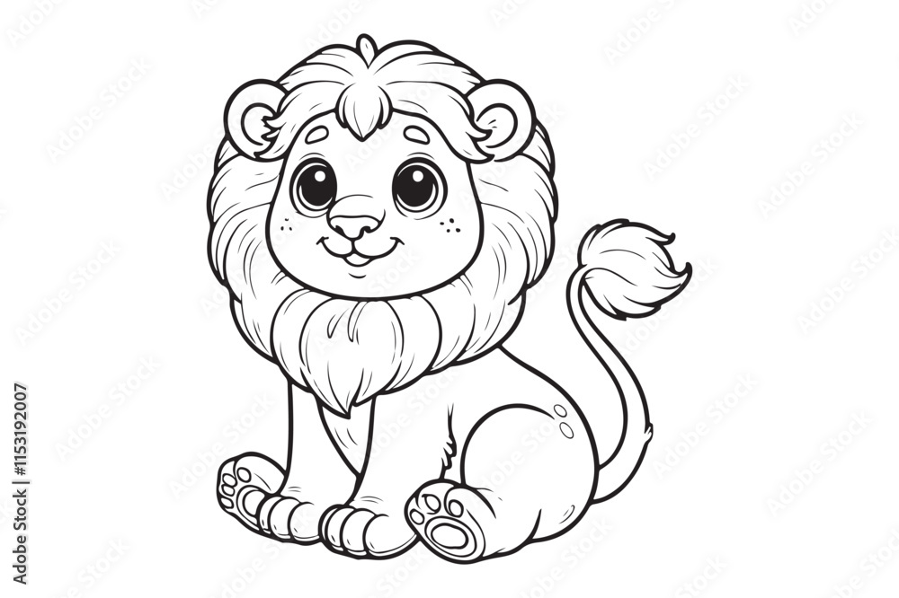 Obraz premium Kawaii lion illustration kids' coloring books