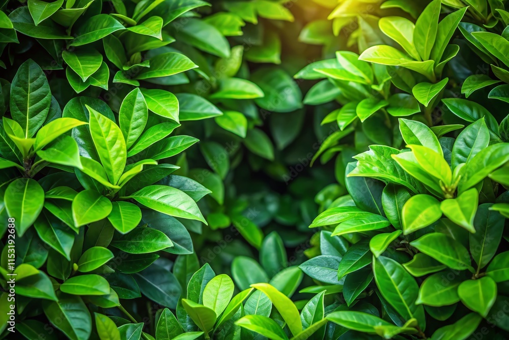 Lush Tropical Foliage Border: Small-Leaved Bushes with Vibrant Green Frame Lush Tropical Foliage Border: Small-Leaved Bushes with Vibrant Green Frame