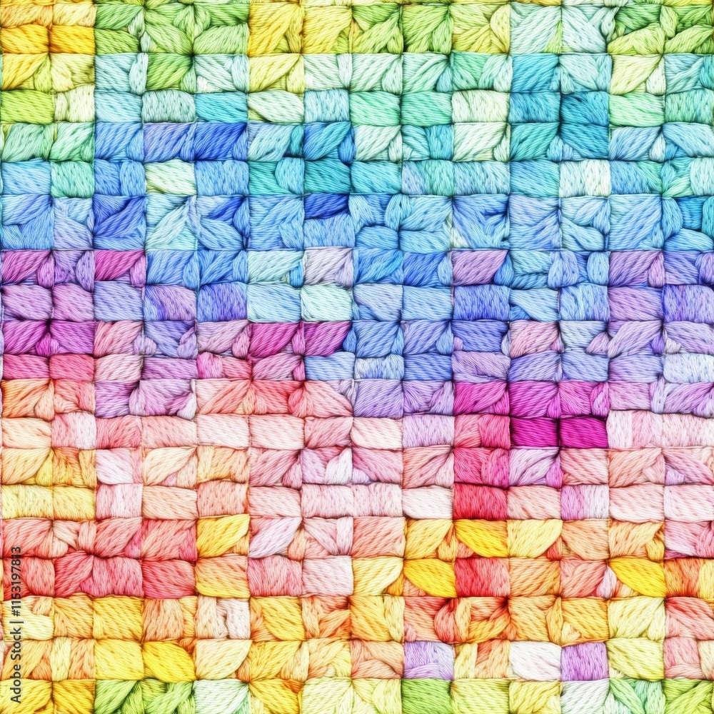 Seamless Linen Knit Textile Background with Colorful Geometric Patterns And Shapes Seamless Linen Knit Textile Background with Colorful Geometric Patterns And Shapes