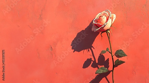 Single Rose on Coral