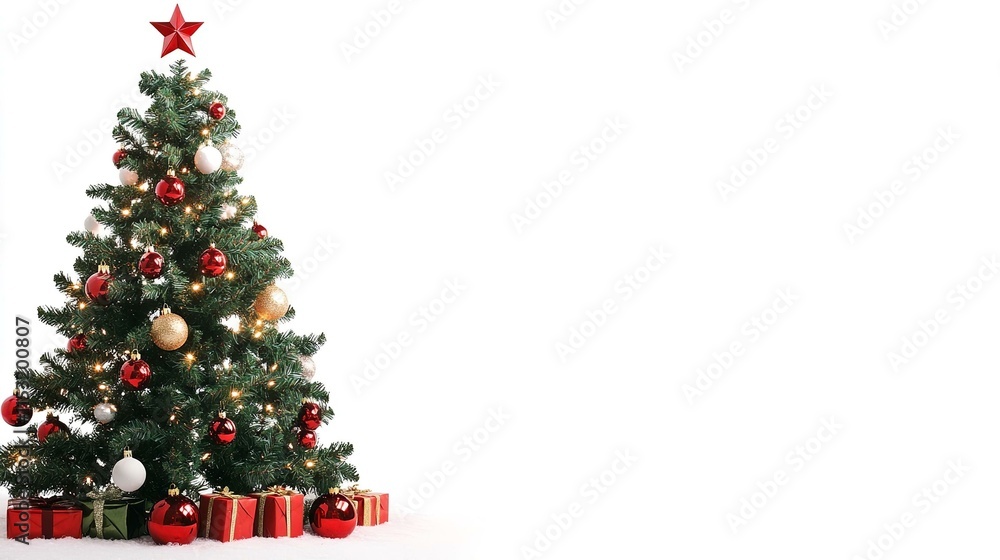 A white background with a red and green Christmas tree A white background with a red and green Christmas tree