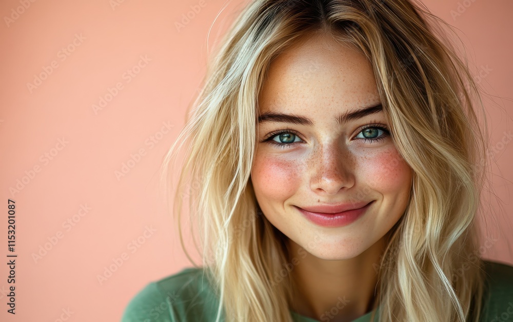 Beauty girl smiling and wearing a t-shirt in studio color background Beauty girl smiling and wearing a t-shirt in studio color background