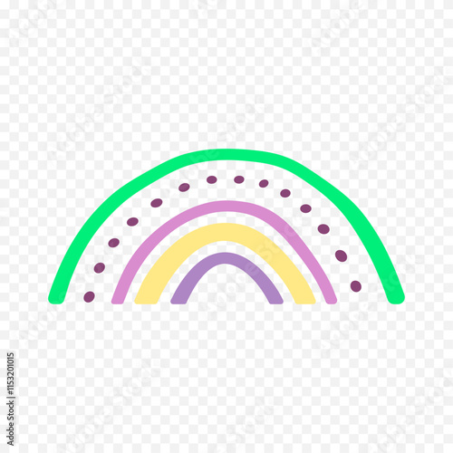 Hand drawn rainbow element. Boho rainbow hand drawn illustration