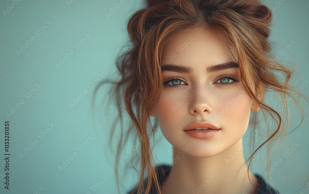 Beauty girl smiling and wearing a t-shirt in studio color background Beauty girl smiling and wearing a t-shirt in studio color background